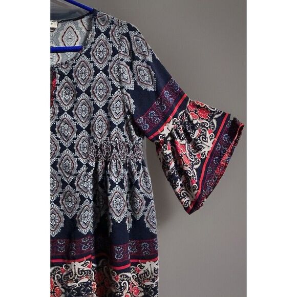 Umgee Whimsicle Tunic Top Very Boho Unique Designs Bell Sleeves Elastic Waist Lg - Picture 3 of 10